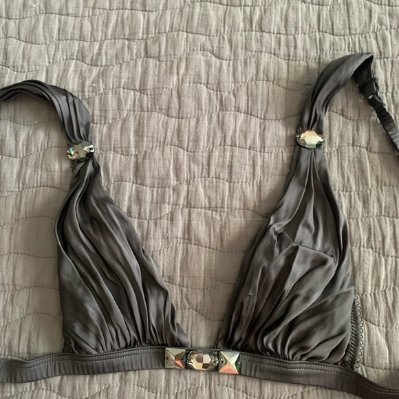 I D sarrieri gray silk with jewel detail bra - Picture 5 of 6